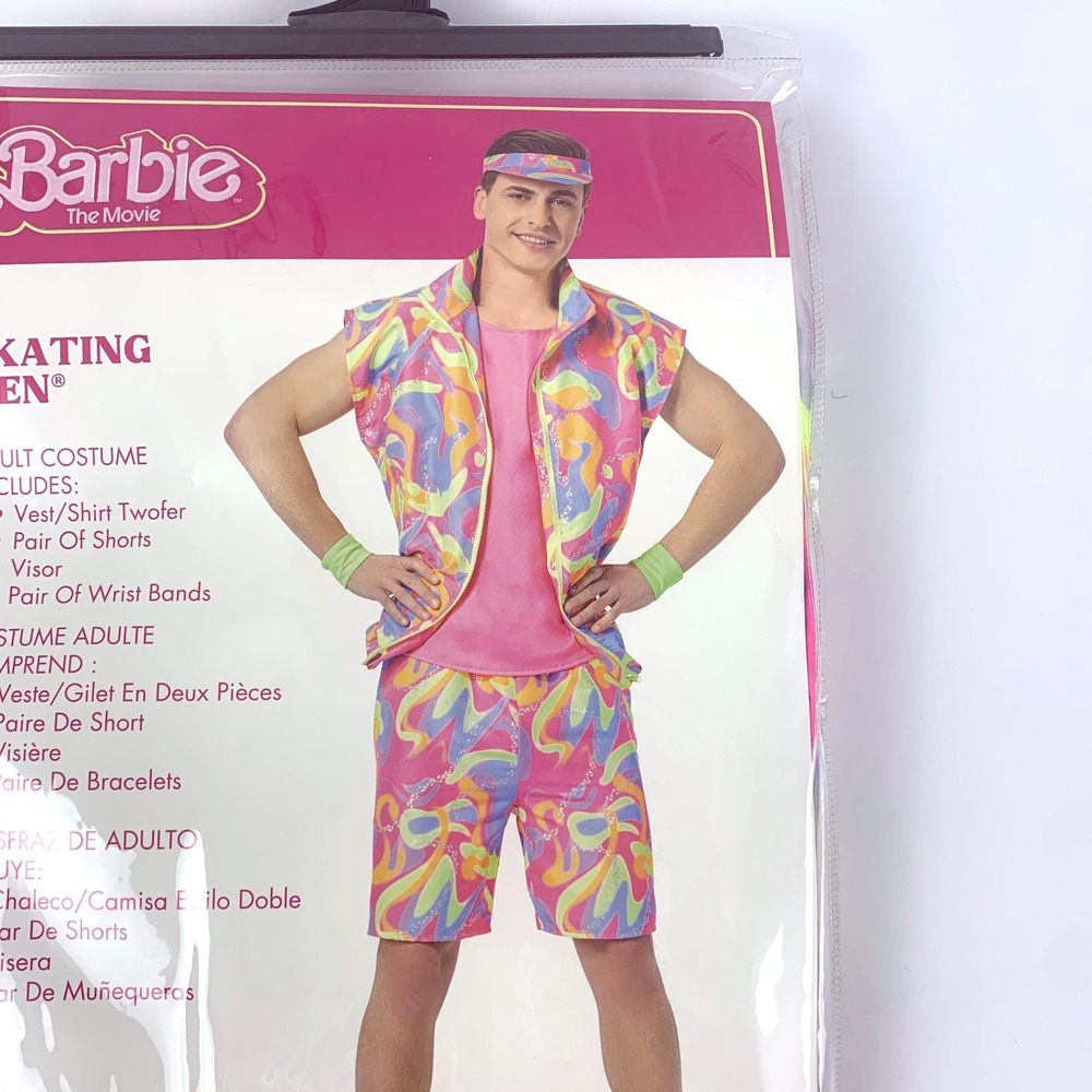 Barbie the Movie Skating Ken Doll Costume Mens M 38-40 Vest/Shirt Shorts Visor